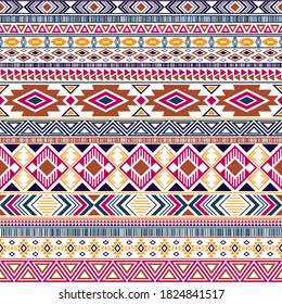 Aztec american indian pattern tribal ethnic motifs geometric seamless background. Doodle native american tribal motifs clothing fabric ethnic traditional design. Aztec symbol fabric print.