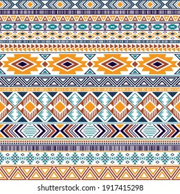 Aztec american indian pattern tribal ethnic motifs geometric seamless background. Chic native american tribal motifs clothing fabric ethnic traditional design. Mexican folk fashion.