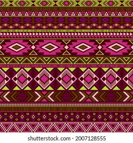 Aztec american indian pattern tribal ethnic motifs geometric seamless background. Impressive native american tribal motifs textile print ethnic traditional design. Aztec symbol fabric print.