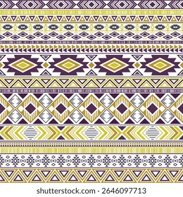 Padrão indígena asteca-americana motivos étnicos tribais fundo vetorial geométrico. Ricos motivos tribais nativos americanos impressão têxtil design étnico tradicional. Impressão de tecido de símbolo asteca.