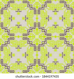 Aztec american indian seamless pattern vector design. Tribal ethnic texture background. Boho decor ornament. Folk mexican repeating rapport. Fabric print seamless pattern.