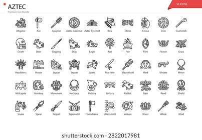 Aztec Ancient Civilisation Mexico Heritage Culture Art Icon Set
