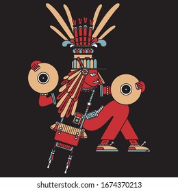 Aztec Ancient Hiphop Dj With Vinyl Abstract Art