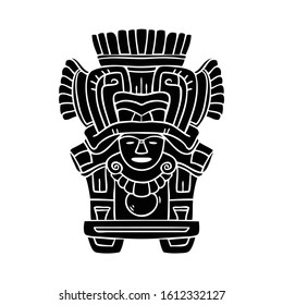 Aztec ancient warrior sculpture. Mexican traditional historical character. Vector illustration