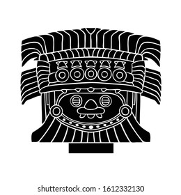 Aztec ancient warrior sculpture. Mexican traditional historical character. Vector illustration