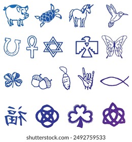 Animales aztecas y cosas antiguas icono Paquete