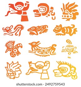 Animales aztecas y cosas antiguas icono Paquete