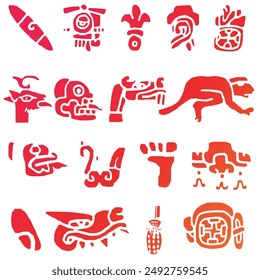 Animales aztecas y cosas antiguas icono Paquete