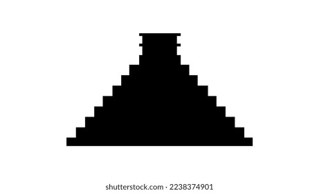Aztec Architecture silhouette, original high quality black silhouette profile