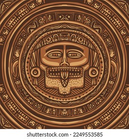 Aztec art vector maya calendar mask