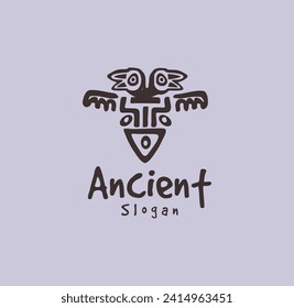 Aztec Bird Frame Logo Sign Isolated Ancient Tribe Religion Symbol Iconic Ethnic