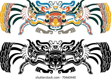 Aztec bird stencil in two variants