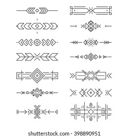 Aztec border collection made in clean and modern vector line style.