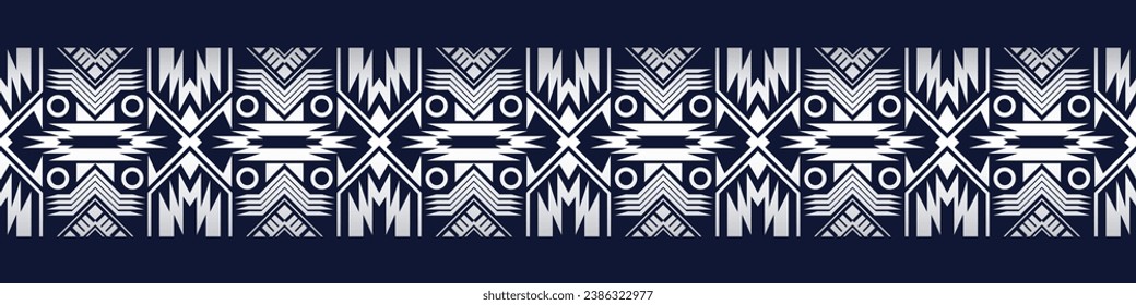 Aztec border Navy blue background, tribal pattern