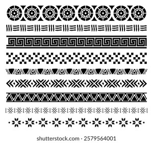 Aztec borders set ornament art