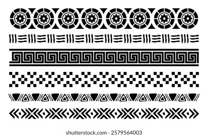 Aztec borders set ornament art