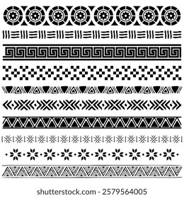 Aztec borders set ornament art