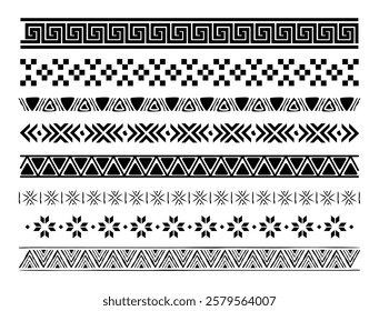 Aztec borders set ornament art