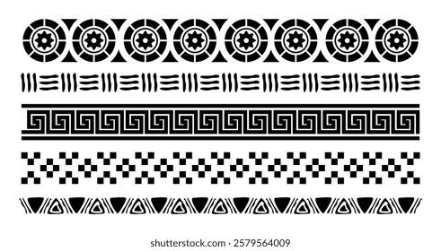 Aztec borders set ornament art