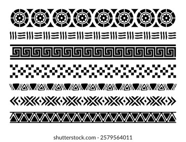 Aztec borders set ornament art