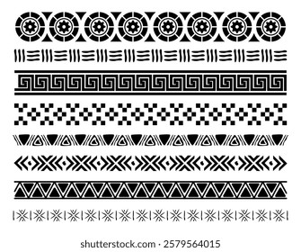 Aztec borders set ornament art