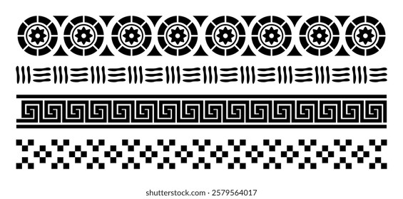 Aztec borders set ornament art