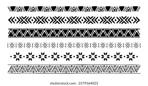 Aztec borders set ornament art