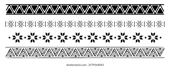 Aztec borders set ornament art