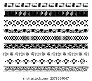 Aztec borders set ornament art