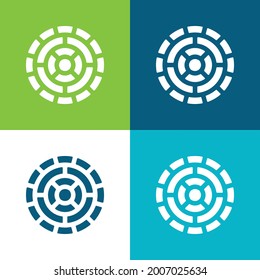 Calendario azteca Plano de cuatro colores mínimo conjunto de iconos