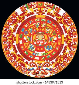 Aztec Calendar vector full color. 