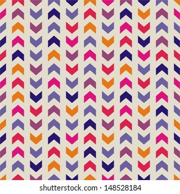 Aztec Chevron seamless vector colorful pattern, texture or background with zigzag stripes on beige background. Thanksgiving background, desktop wallpaper or website design element