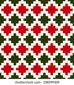 Aztec Christmas pattern vector, seamless geometric pattern