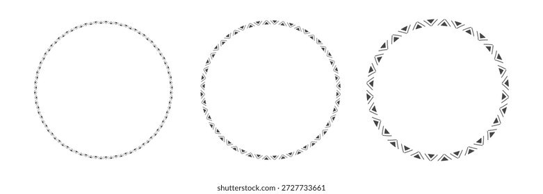 Aztec circle frames. Ethnic motif borders. Tribal ornament. Vector
