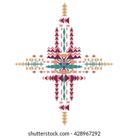 Aztec decor elements. Tribal elements design isolated on pastel background. Flat decor elements. Perfect for your design, banners, posters, cards, backgrounds.