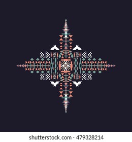Aztec decor elements. Tribal elements design isolated on dark background. Flat decor elements. Perfect for your design, banners, posters, cards, backgrounds.