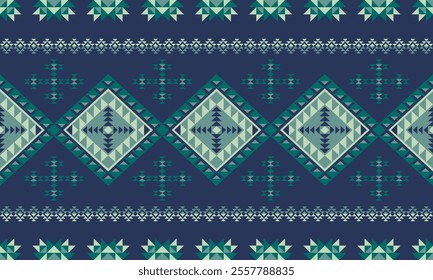 Aztec diamond pattern with elegant green and teal hues. Aztec Tribal American design for scarf kerchief shirt fabric tablecloth pillow carpet rug phones cases clothing textile fabric print design.