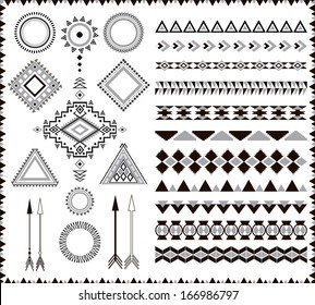 Aztec elements. Can be used in fabric design; decorative paper, wrapping, envelope; web design, etc.