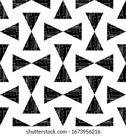 Aztec elements. Design with manual hatching. Ethnic boho ornament. Seamless background. Tribal motif. Vector illustration for web design or print.