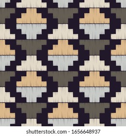 Aztec elements. Embroidery. Ethnic boho ornament. Hatch. Seamless pattern. Tribal motif. Vector illustration for web design or print.