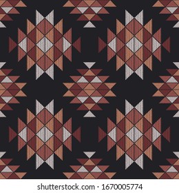 Aztec elements. Ethnic boho ornament. Seamless pattern. Tribal motif. Vector illustration for web design or print.