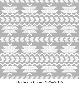 Aztec elements. Mosaic with geometric shapes. Seamless pattern. Design with manual hatching. Textile. Ethnic boho ornament. Vector illustration for web design or print.