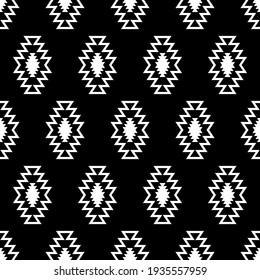 Aztec elements. Mosaic with geometric shapes. Seamless pattern. Design with manual hatching. Textile. Ethnic boho ornament. Vector illustration for web design or print.