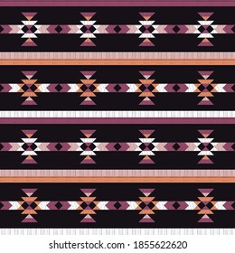Aztec elements. Seamless pattern. Design with manual hatching. Textile. Ethnic boho ornament. Vector illustration for web design or print.