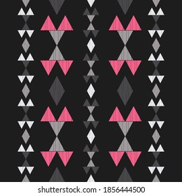 Aztec elements. Seamless pattern. Design with manual hatching. Textile. Ethnic boho ornament. Vector illustration for web design or print.
