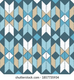 Aztec elements. Seamless pattern. Design with manual hatching. Textile. Ethnic boho ornament. Vector illustration for web design or print.