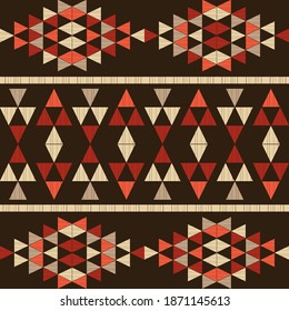 Aztec elements. Seamless pattern. Design with manual hatching. Textile. Ethnic boho ornament. Vector illustration for web design or print.