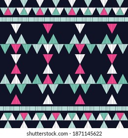 Aztec elements. Seamless pattern. Design with manual hatching. Textile. Ethnic boho ornament. Vector illustration for web design or print.
