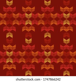 Aztec elements. Seamless pattern. Geometry. Design with manual hatching. Ethnic boho ornament. Vector illustration for web design or print.