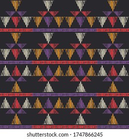 Aztec elements. Seamless pattern. Geometry. Design with manual hatching. Ethnic boho ornament. Vector illustration for web design or print.
